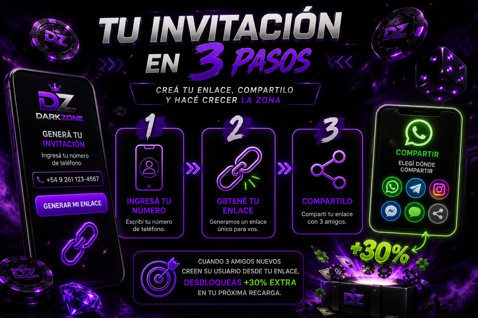 Cómo generar y compartir tu invitación DarkZone